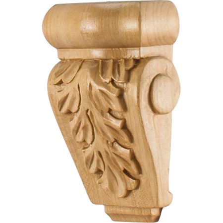 HARDWARE RESOURCES 2-7/8" Wx1-1/2"Dx4-1/2"H Rubberwood Acanthus Corbel CORP-1RW